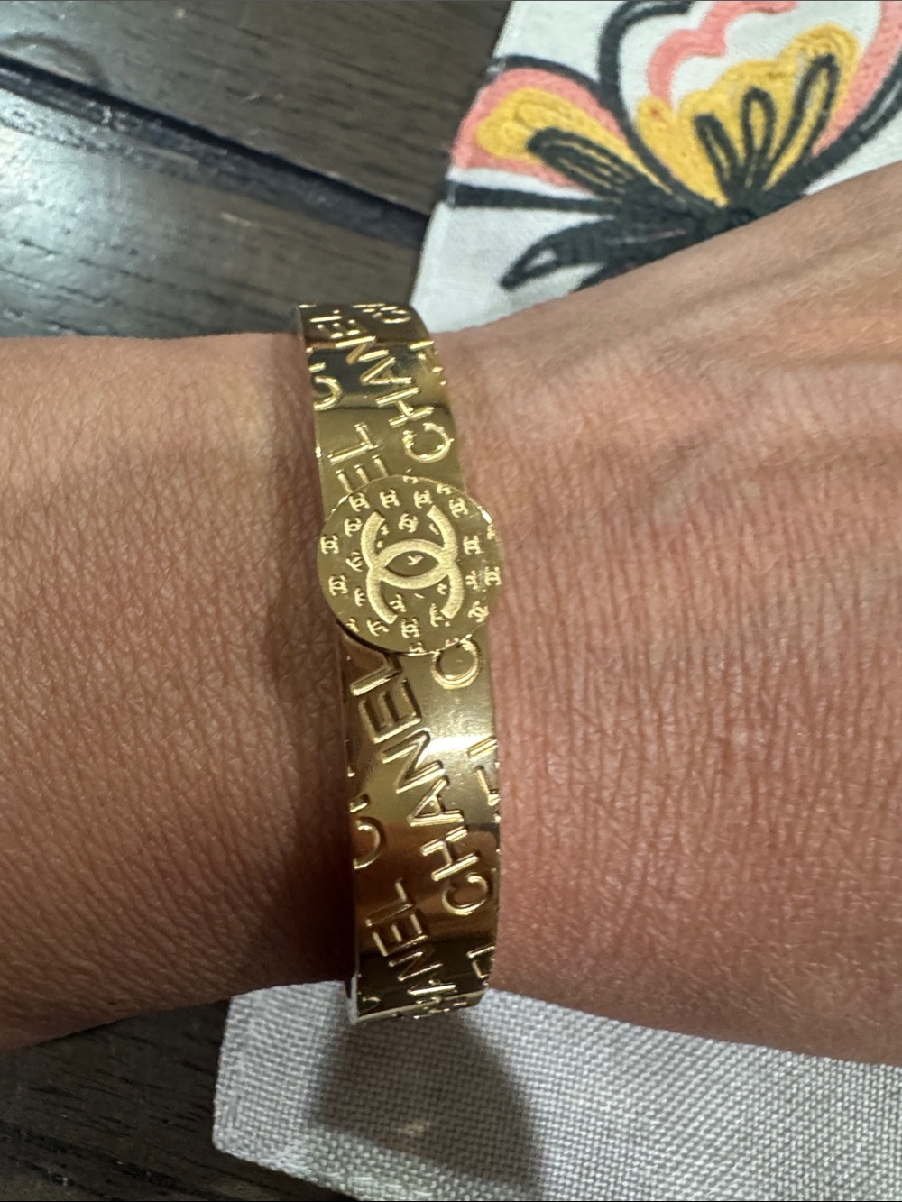 Gold-tone Logo Cutout Bangle Bracelet